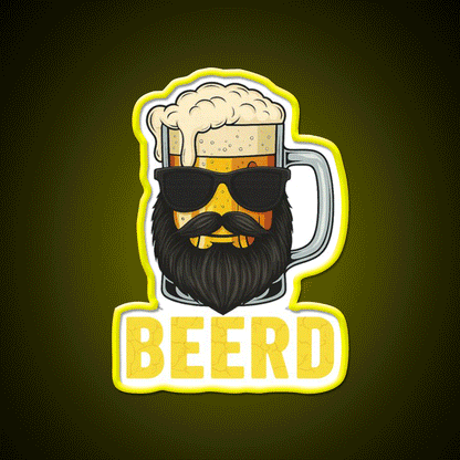 Beerd Funny Beer Beard Drinking Humor Man Cave Bar Led Neon Sign Rgb Color