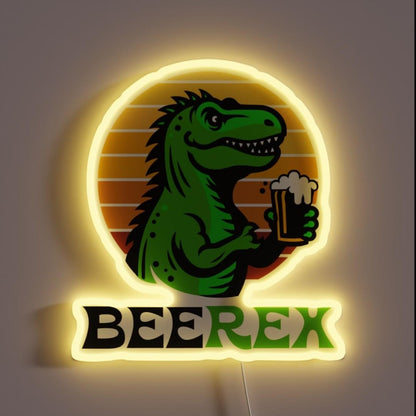 Beerex T Rex Drinking A Beer Rgb Led Neon Sign - Custom LED neon sign front view