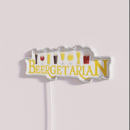 Beergetarian For Beer Lovers Rgb Led Neon Sign - Neon sign mounted on wall in room