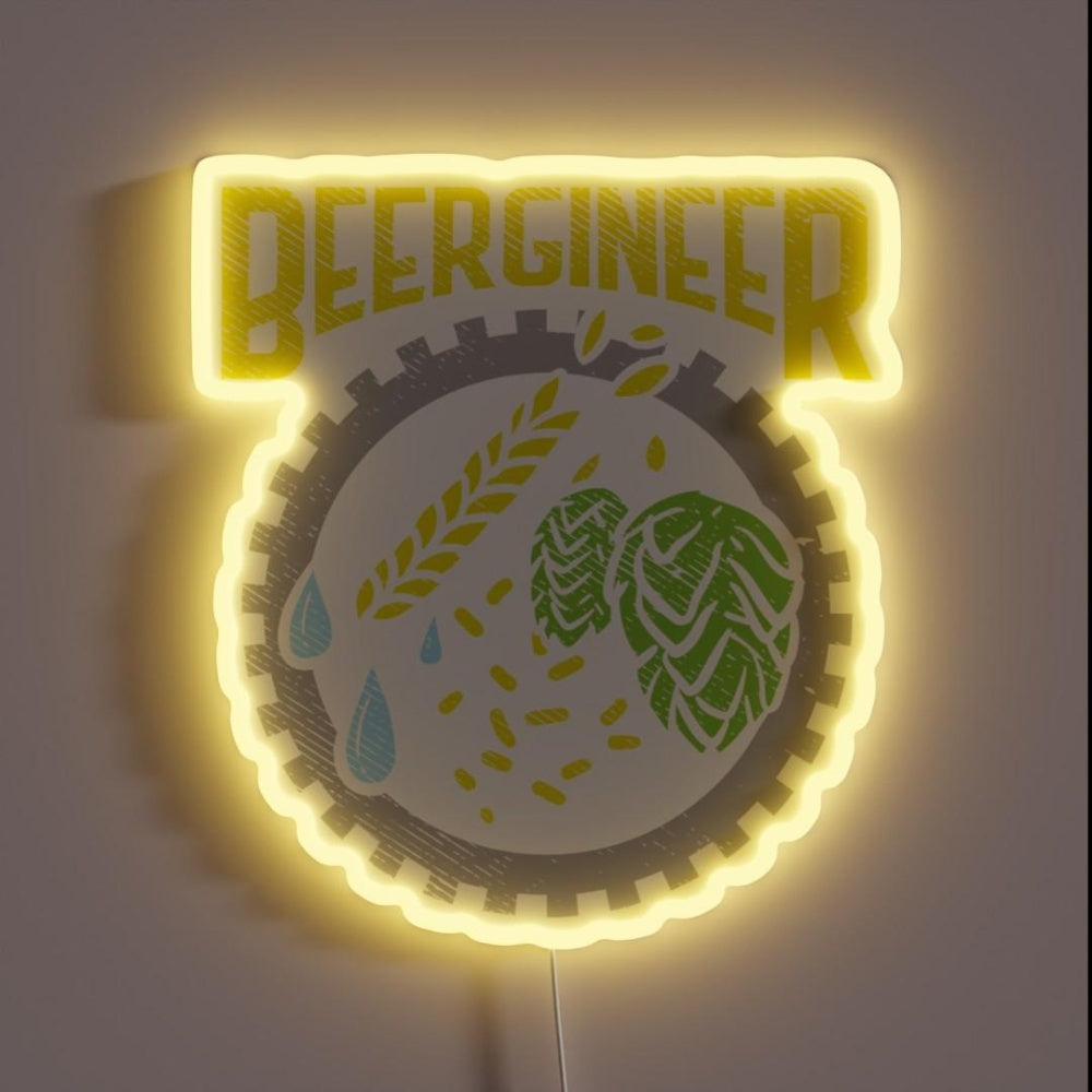 Beergineer Craft Beer Hops Homebrew Brewing Rgb Led Neon Sign - Custom LED neon sign front view