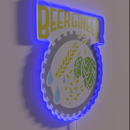 Beergineer Craft Beer Hops Homebrew Brewing Rgb Led Neon Sign - LED neon sign close-up detail