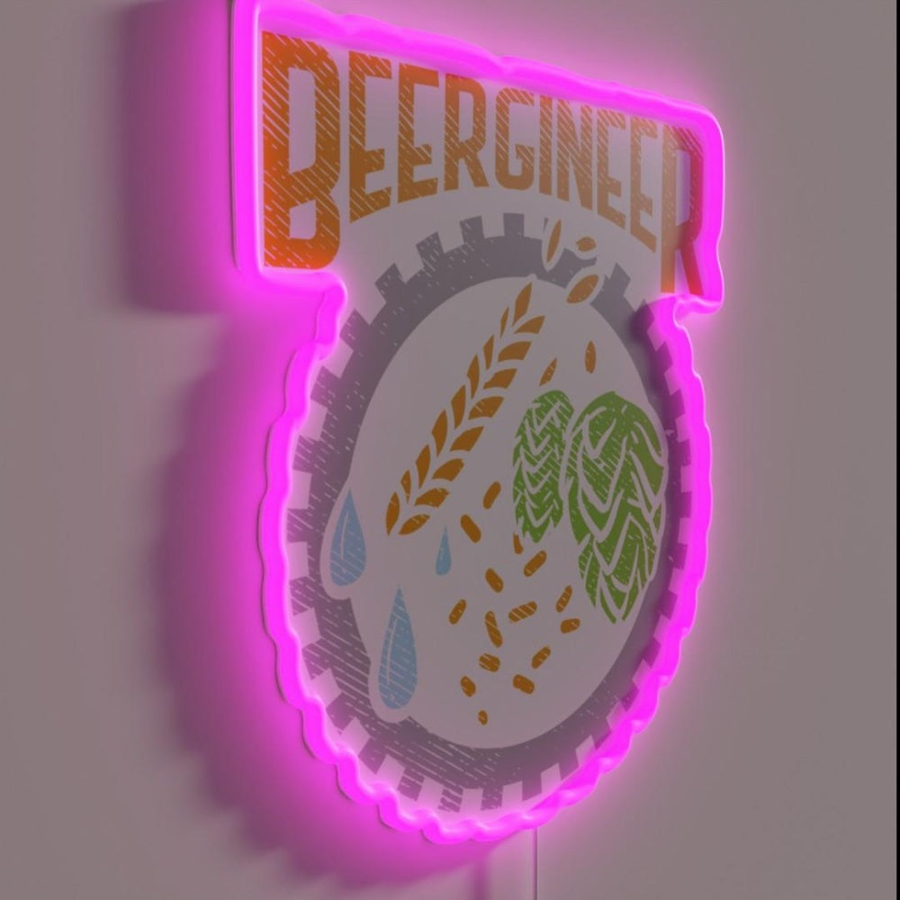 Beergineer Craft Beer Hops Homebrew Brewing Rgb Led Neon Sign - Size and dimension reference