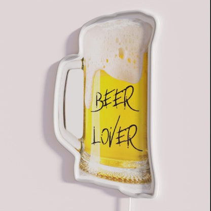 Beerlover Rgb Led Neon Sign - Neon sign mounted on wall in room