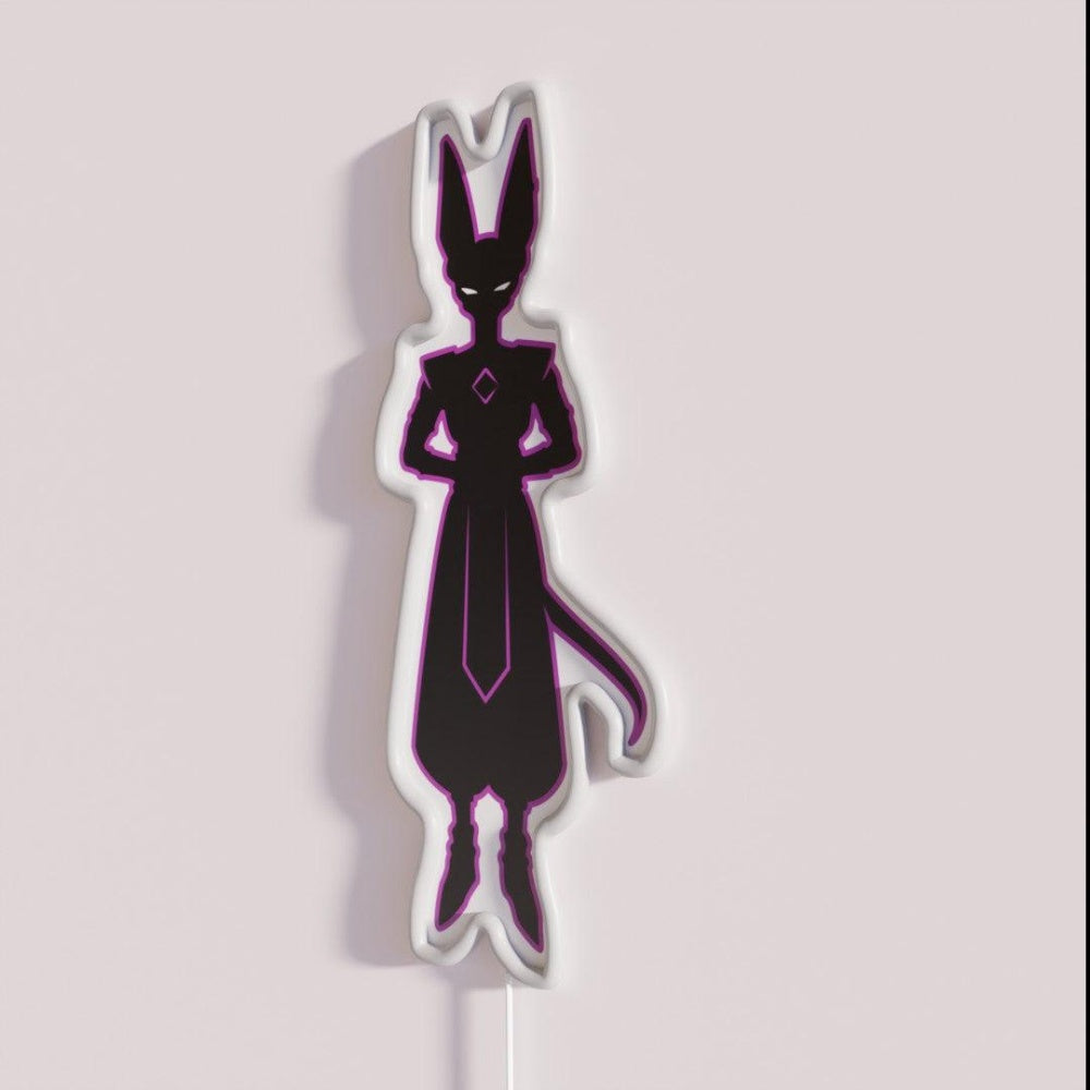 Beerus Sama Dragon Ball Rgb Led Neon Sign - Neon sign mounted on wall in room