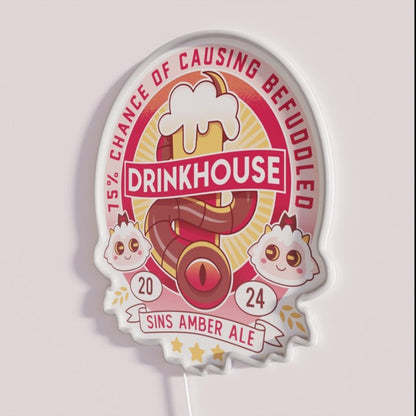 Befuddled Sin Amber Ale Rgb Led Neon Sign - Neon sign mounted on wall in room