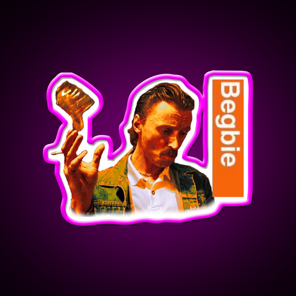 Begbie Throws Glass Of Beer From Trainspotting Bar Decor Led Neon Sign Rgb Color - Neon sign mounted on wall in room