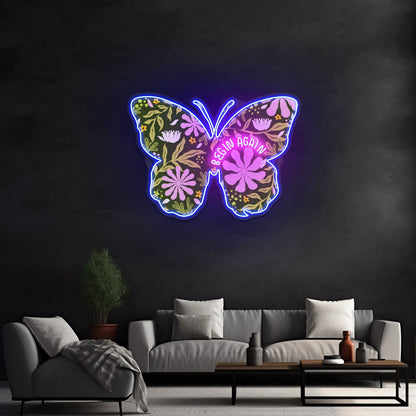 Begin Again Butterfly Large Neon Signs - Shineneon