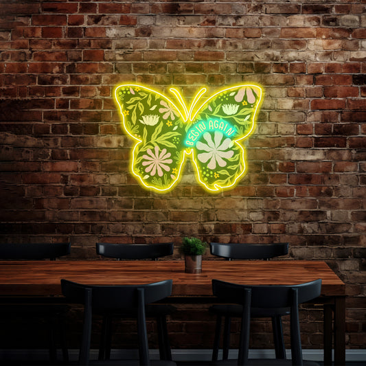 Begin Again Butterfly large Neon Signs