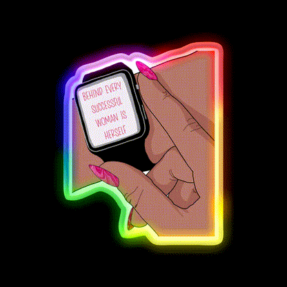 Behind Every Successful Woman Is Herself Nail Salon Led Neon Sign Rgb Color - LED neon sign close-up detail