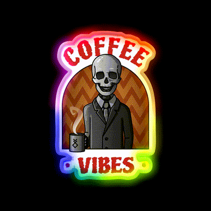 Being Skull Coffee Vibes Cafe Led Neon Sign Espresso Bar Art Rgb Color