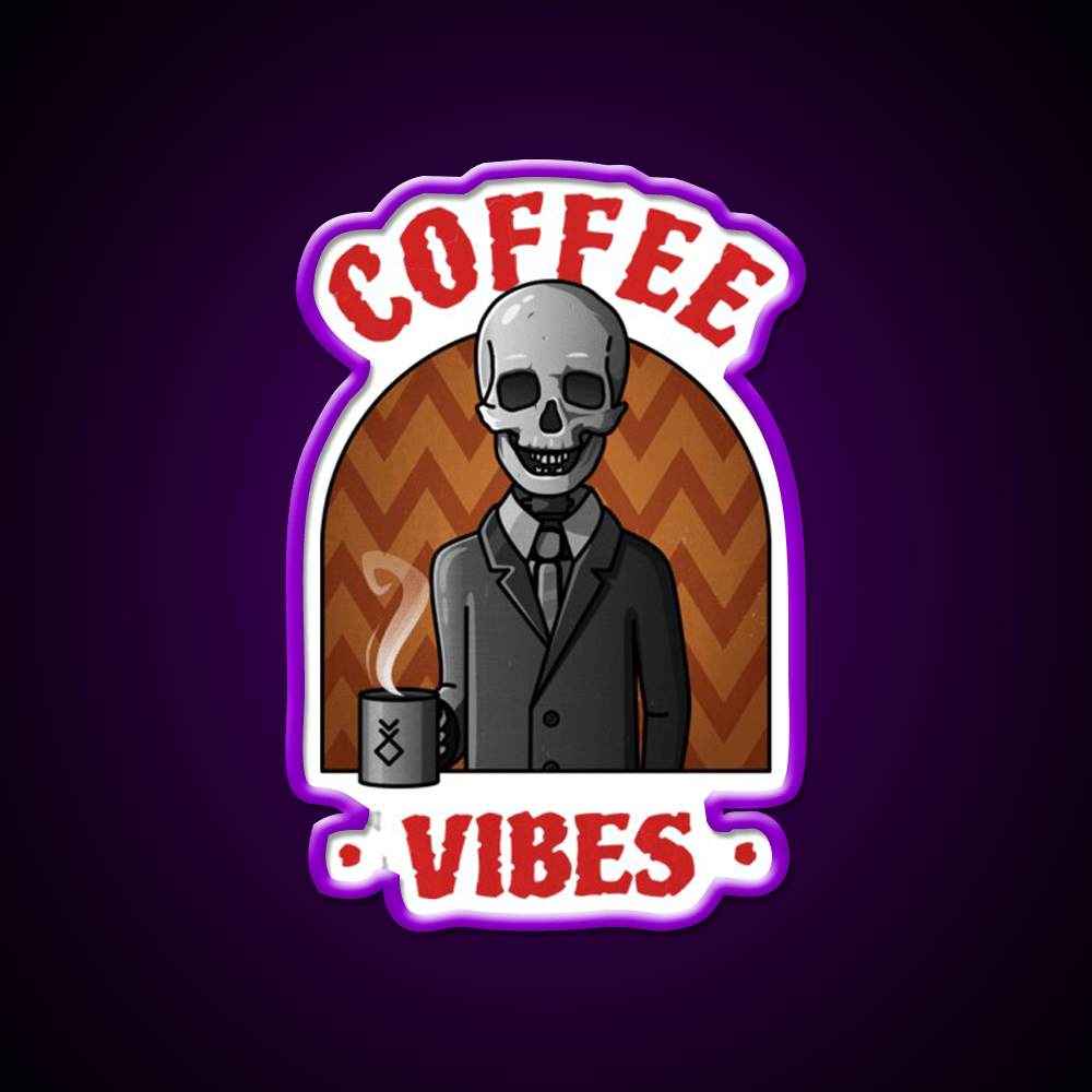 Being Skull Coffee Vibes Cafe Led Neon Sign Espresso Bar Art Rgb Color - Shineneon