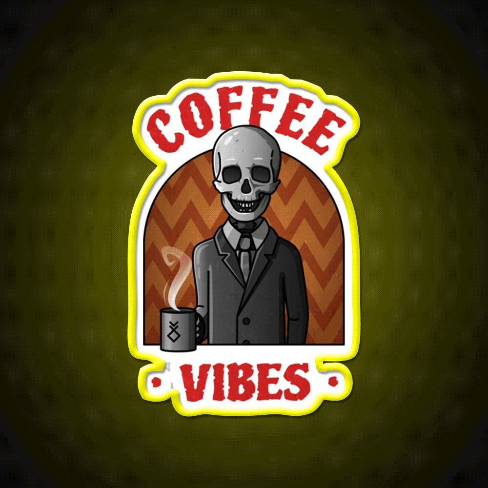 Being Skull Coffee Vibes Cafe Led Neon Sign Espresso Bar Art Rgb Color