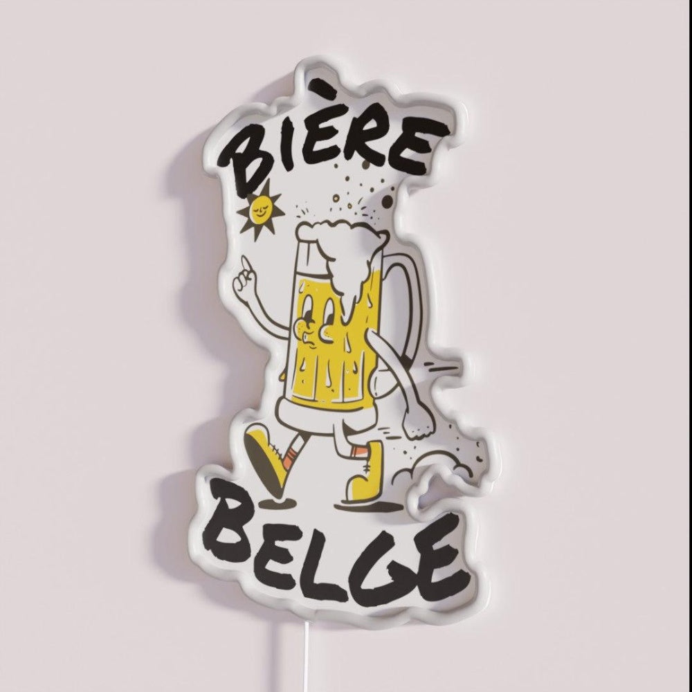 Belgian Beer Beer Drink Alcohol Humor Rgb Led Neon Sign - Neon sign mounted on wall in room