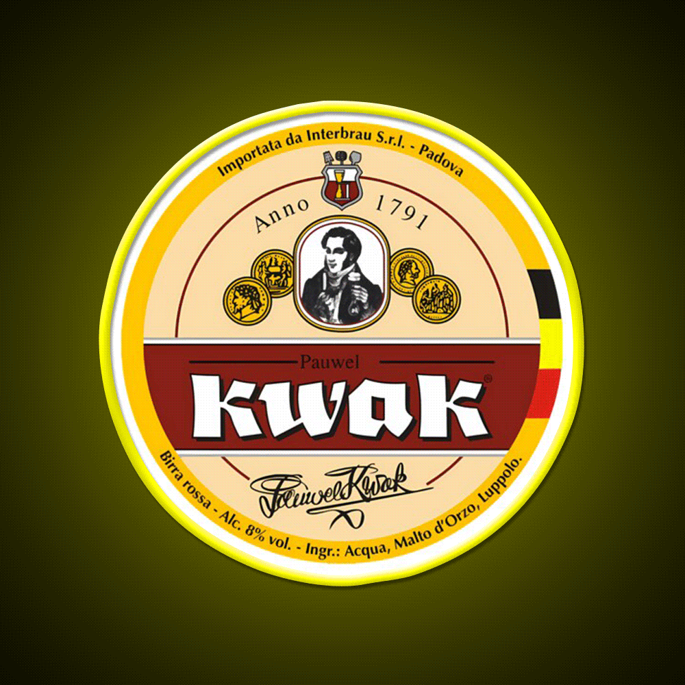 Belgian Kwak Beer Brewery Logo Beer Bar Decor Led Neon Sign Rgb Color - Custom LED neon sign front view