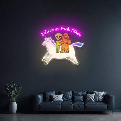 Believe In Each Other Mythical Creatures Neon Signs - Shineneon