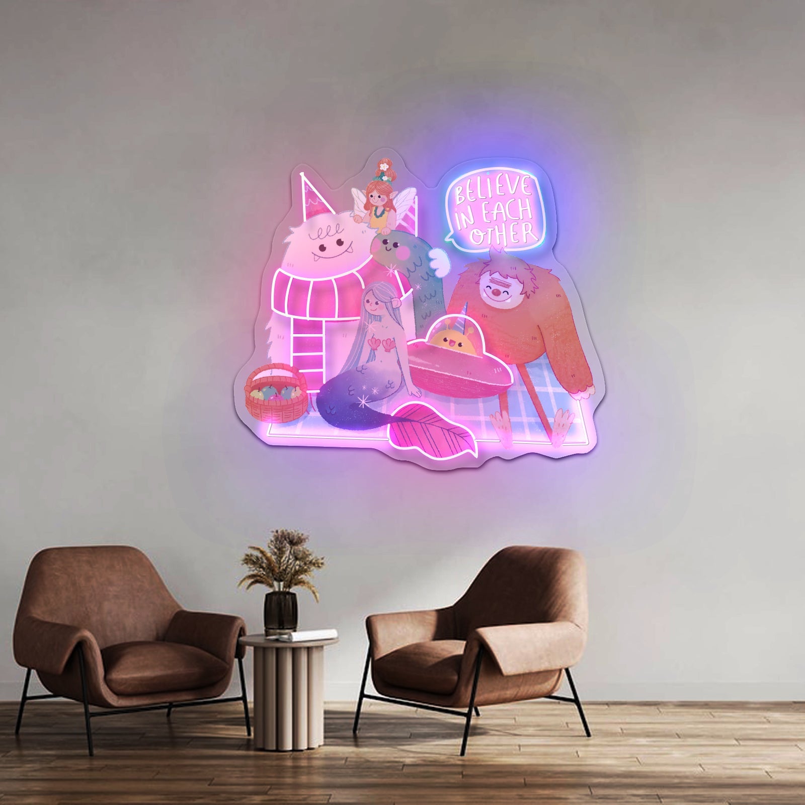 Believe In Each Other Mythical Creatures Neon Signs - Shineneon