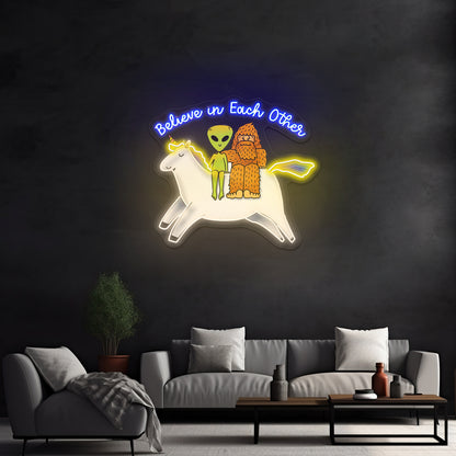 Believe In Each Other Mythical Creatures Neon Signs