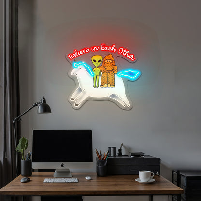 Believe In Each Other Mythical Creatures Neon Signs