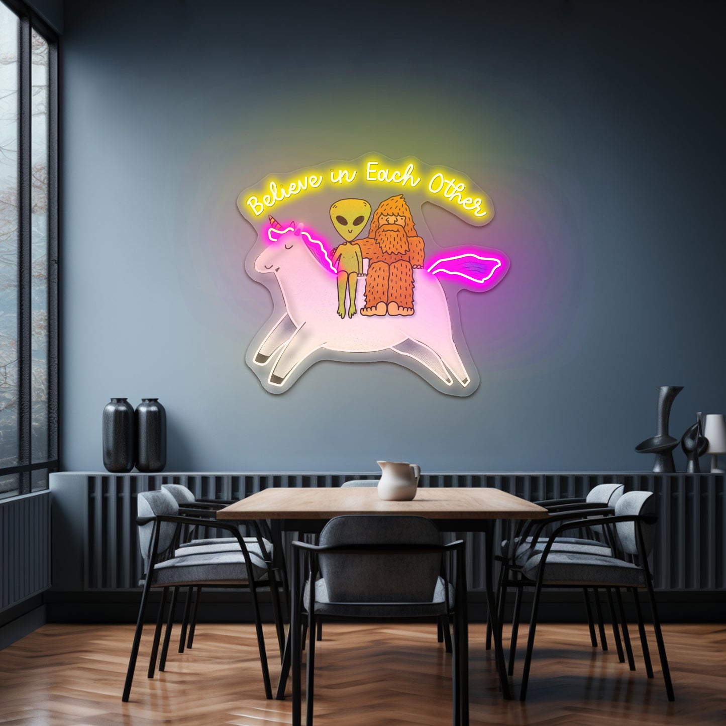 Believe In Each Other Mythical Creatures Neon Signs