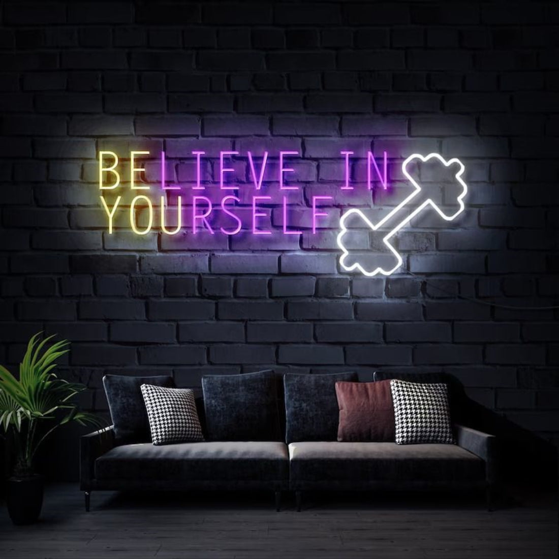 Believe In Yourself Gym Weight Led Sign Business Neon Sign