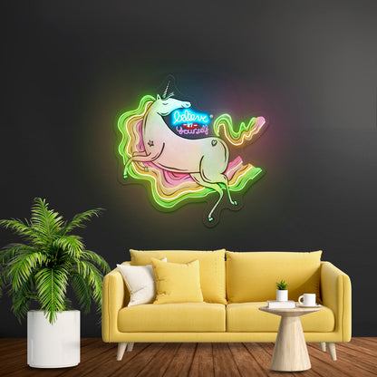 Believe In Yourself Rainbow Unicorn Large Neon Signs - Shineneon