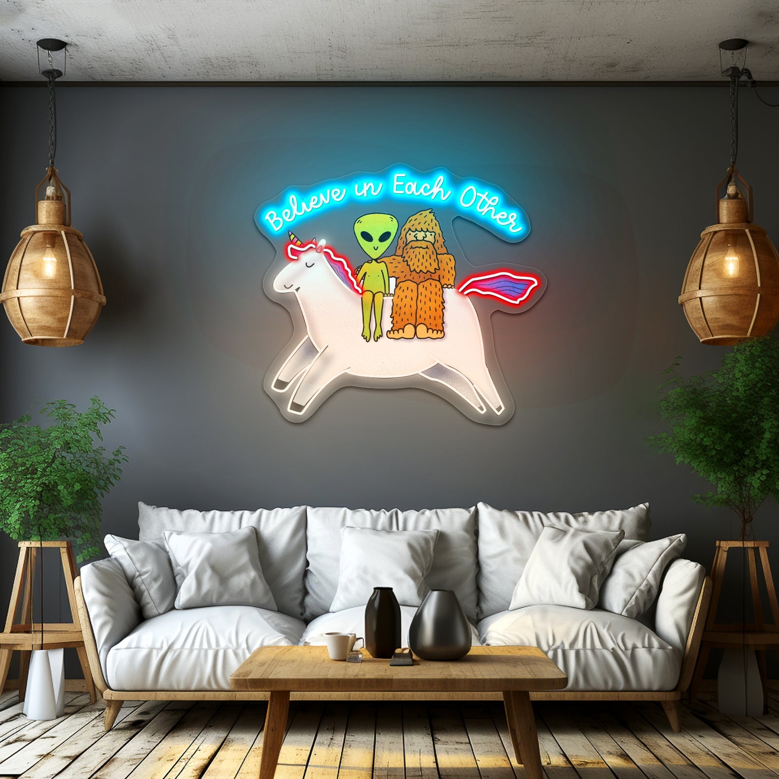 Believe In Yourself Rainbow Unicorn Large Neon Signs - Shineneon