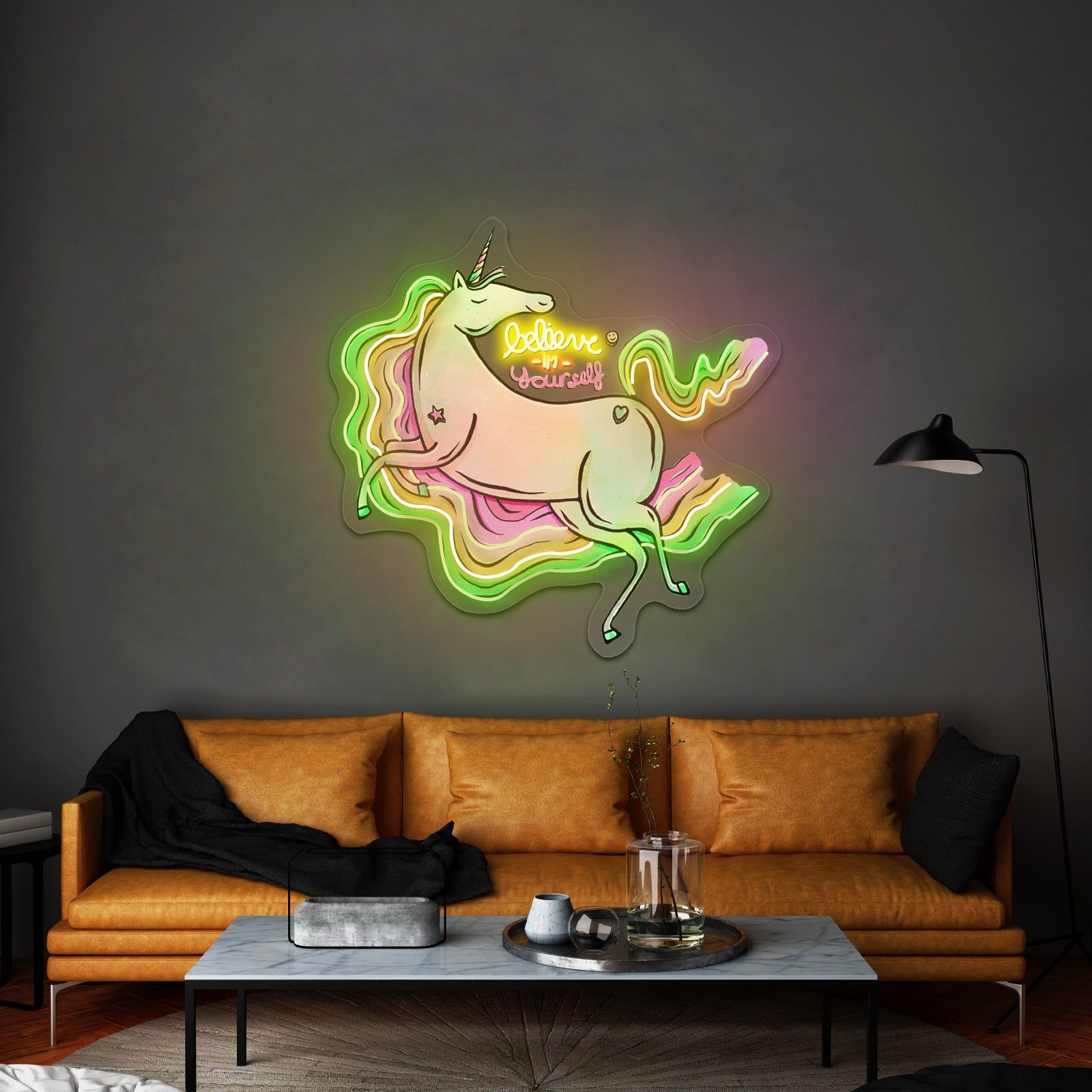 Believe In Yourself Rainbow Unicorn Large Neon Signs - Shineneon