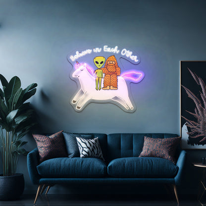 Believe In Yourself Rainbow Unicorn Large Neon Signs - Shineneon