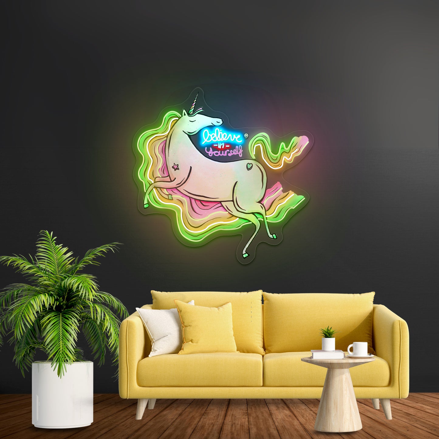 Believe In Yourself Rainbow Unicorn large Neon Signs