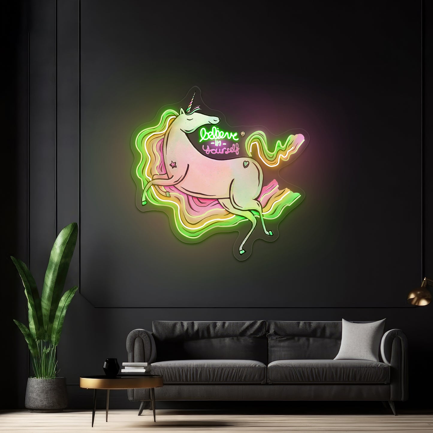 Believe In Yourself Rainbow Unicorn large Neon Signs