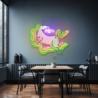 Believe In Yourself Rainbow Unicorn large Neon Signs