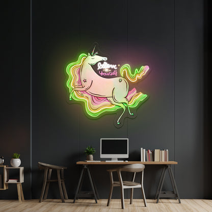 Believe In Yourself Rainbow Unicorn large Neon Signs