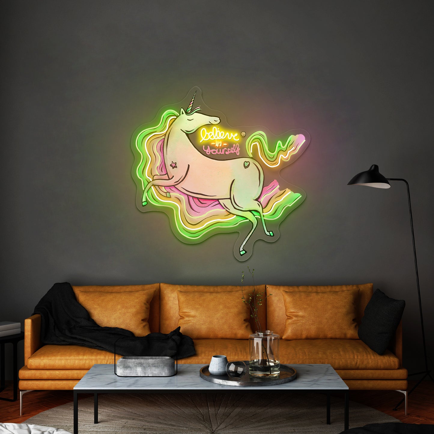 Believe In Yourself Rainbow Unicorn large Neon Signs