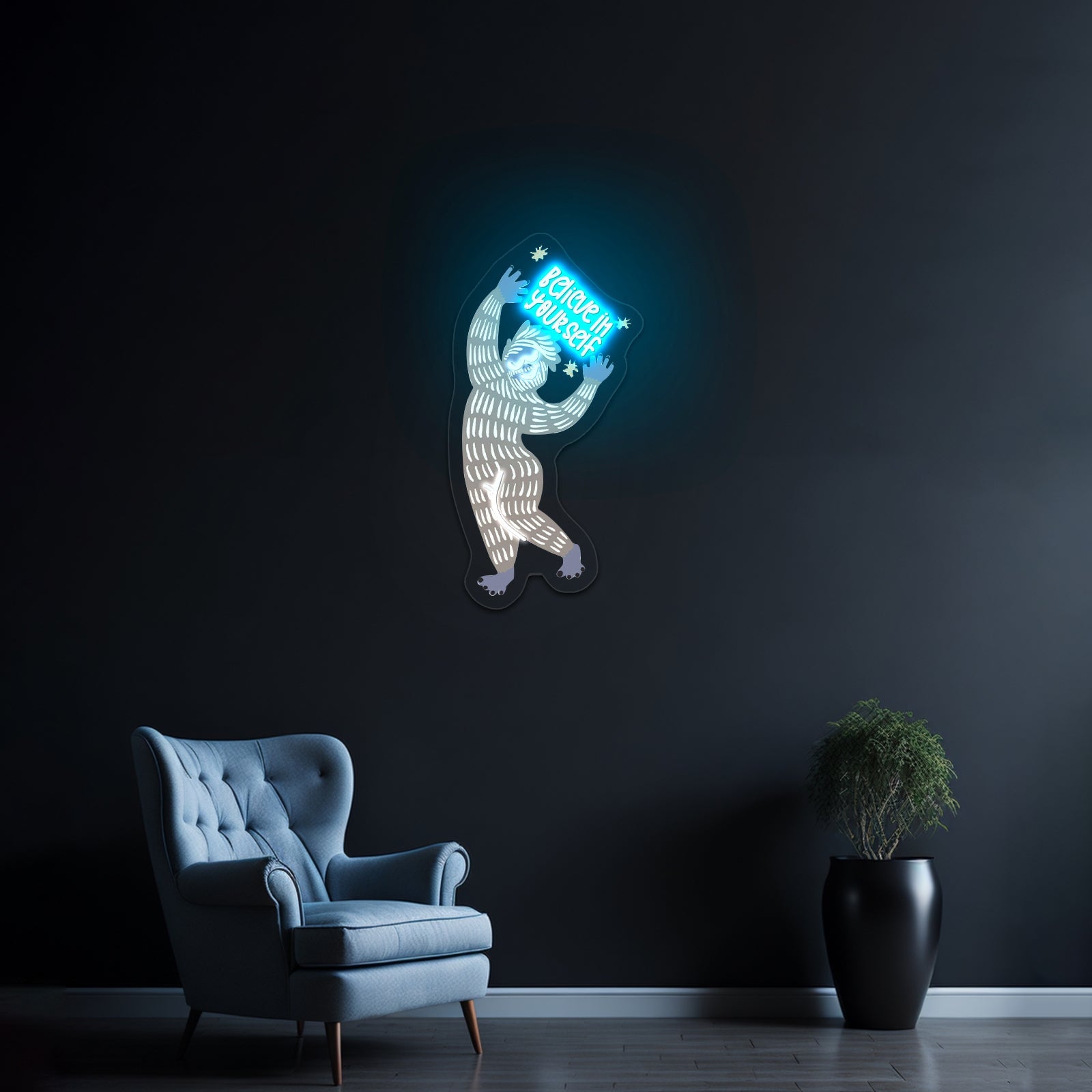 Believe In Yourself Yeti Winter Neon Signs For Gym Wall Decor - Shineneon
