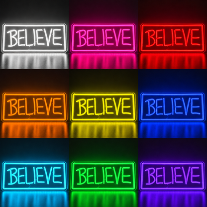 Believe LED Neon Sign Bedroom Wall Art - 05 Color Grid
