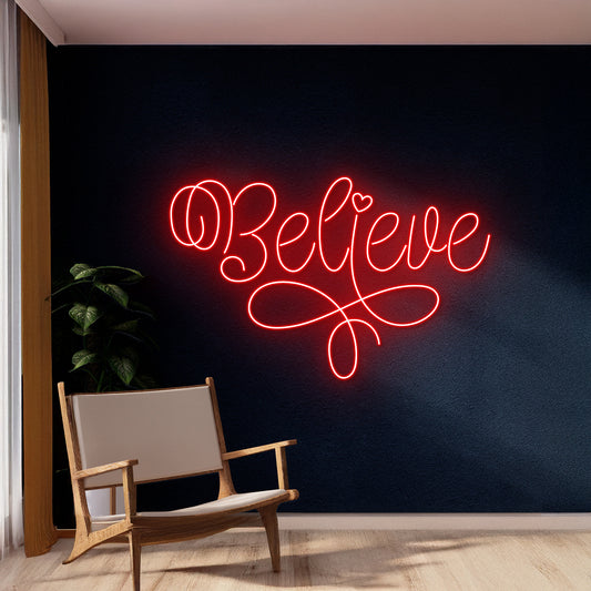 Believe Neon Sign Happy New Year Room Wall Art Decor