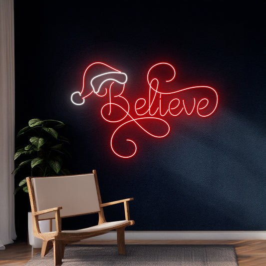 Believe Neon Sign Personalized Christmas Neon Light