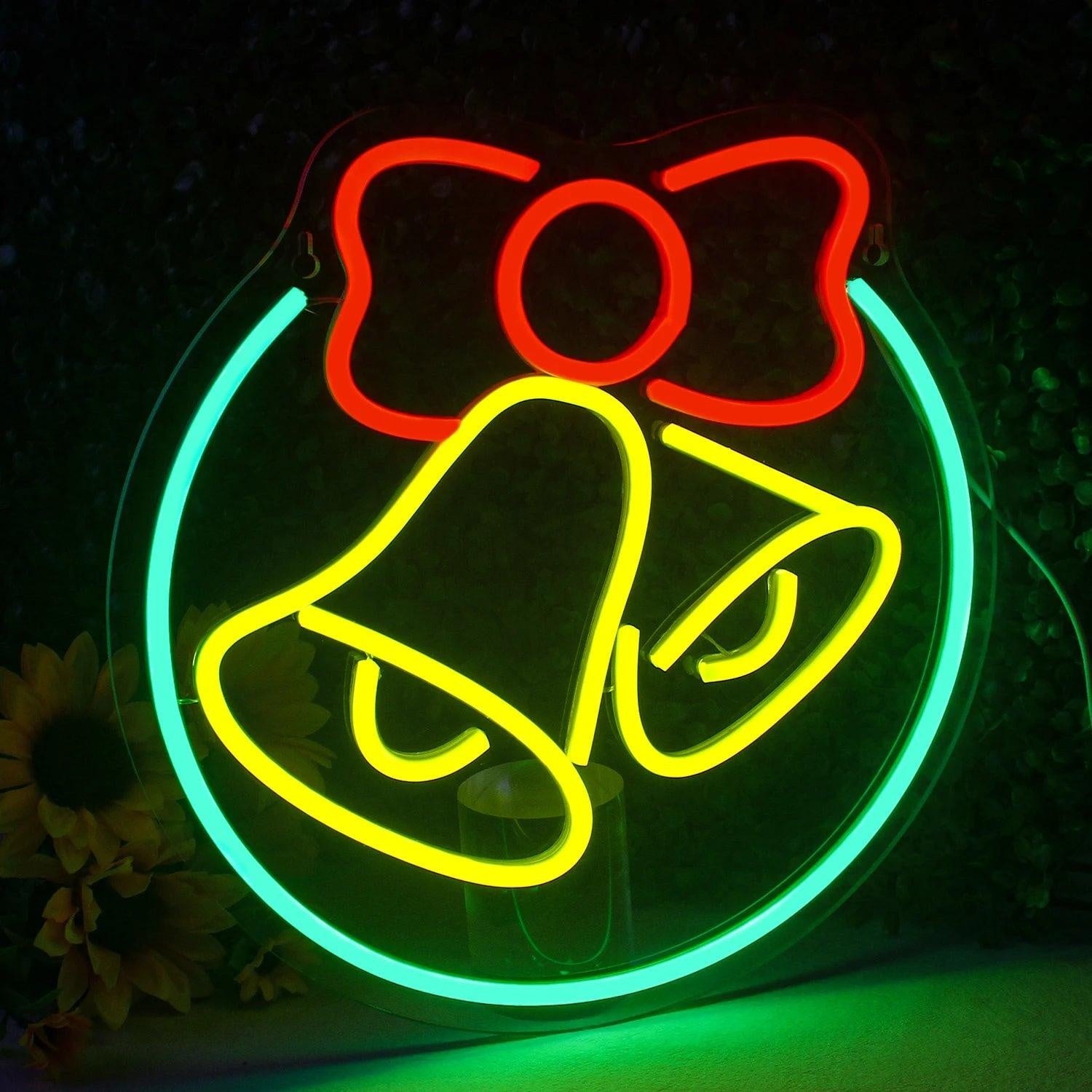 Bell Christmas Red Yellow Green Led Neon Sign For Holiday Home Decor | Shineneon