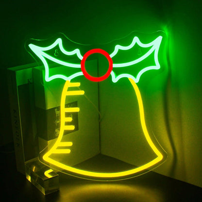 Bell Merry Christmas Holly Berry Led Neon Sign For Holiday Home Decor | Shineneon