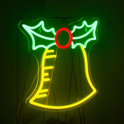 Bell Merry Christmas Holly Berry Led Neon Sign For Holiday Home Decor | Shineneon