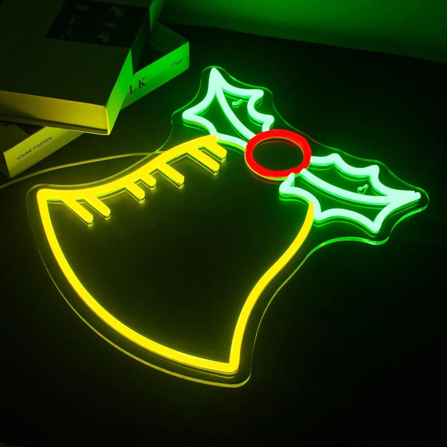 Bell Merry Christmas Holly Berry Led Neon Sign For Holiday Home Decor | Shineneon