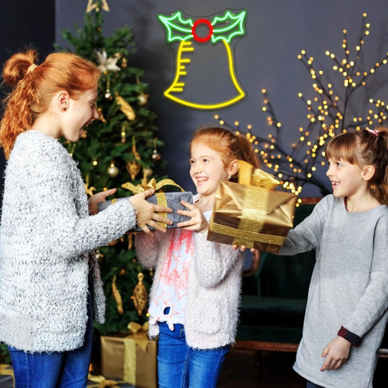 Bell Merry Christmas Holly Berry Led Neon Sign For Holiday Home Decor | Shineneon