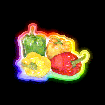 Bell Peppers Snack Food Led Neon Sign Rgb Color - LED neon sign close-up detail