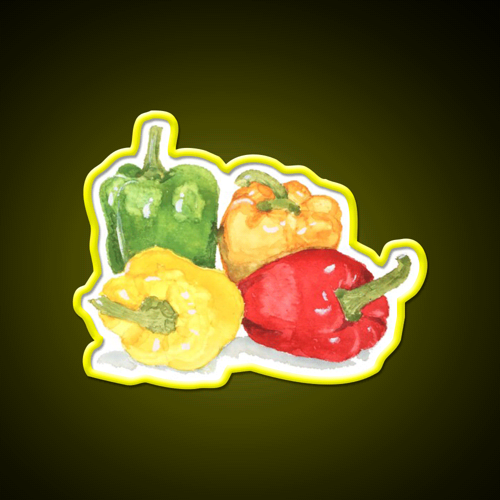 Bell Peppers Snack Food Led Neon Sign Rgb Color - Custom LED neon sign front view