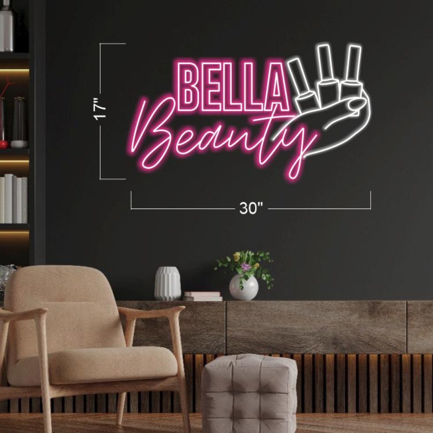 Bella Beauty Nail Art Pink White Led Neon Sign For Salon Home Decor | Shineneon