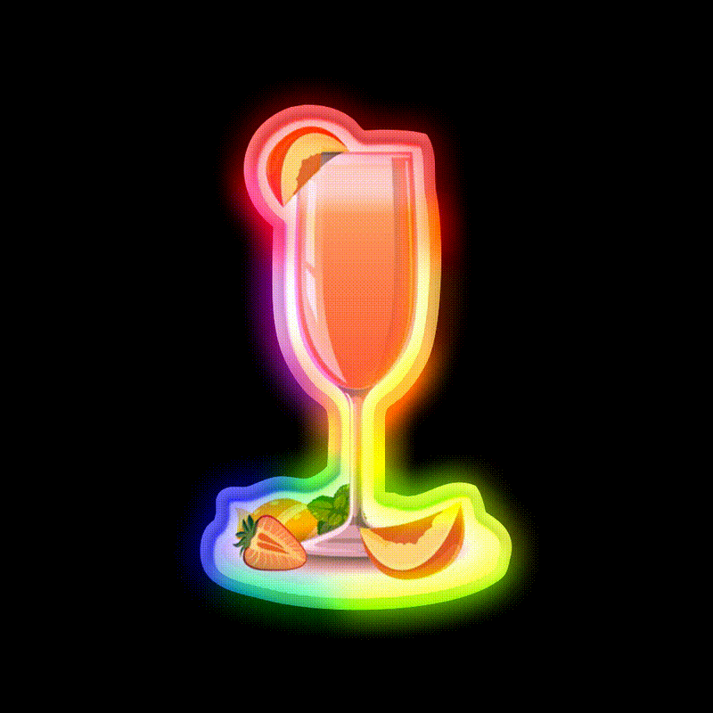 Bellini Cocktail Drink Cocktail Bar Decor Led Neon Sign Rgb Color - LED neon sign close-up detail
