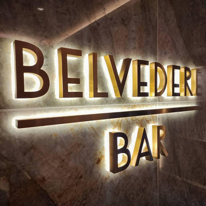Belvedere Bar 3D Backlit Letters Aluminum Metal Led Sign - Shineneon