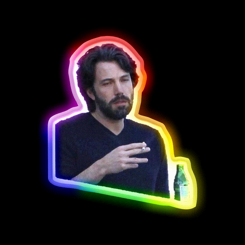 Ben Affleck Smoking Beer Bar Decor Led Neon Sign Rgb Color - LED neon sign close-up detail