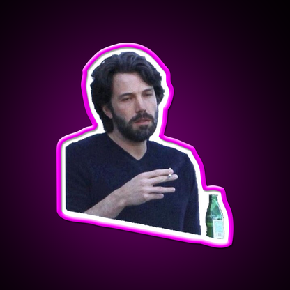 Ben Affleck Smoking Beer Bar Decor Led Neon Sign Rgb Color - Neon sign mounted on wall in room