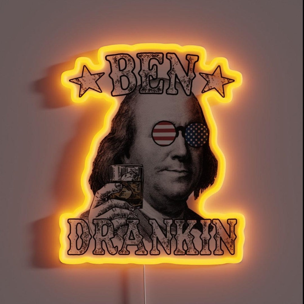 Ben Drankin Benjamin Franklin 4th Of July Rgb Led Neon Sign - Custom LED neon sign front view